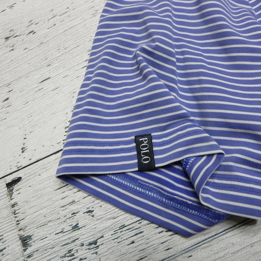 Polo Golf Ralph Lauren Polo Shirt Mens XL Purple White‎ Stripe THE FARM Logo